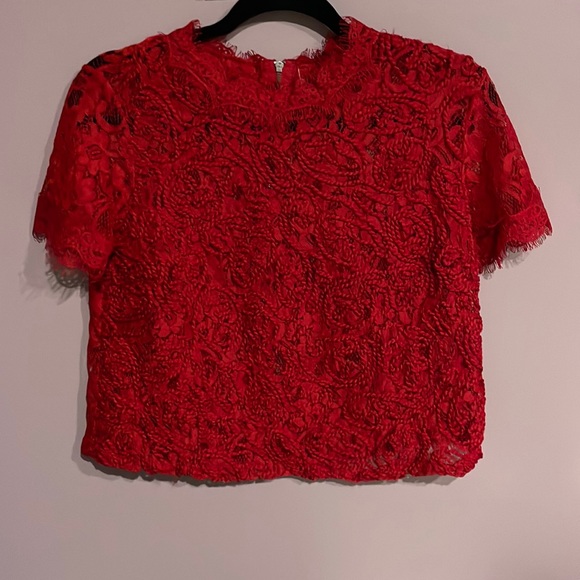 Zara Tops - Zara Red Lace Blouse